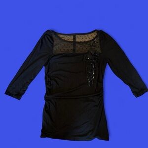 White House Black Market Elegant Black Long Sleeve Tee